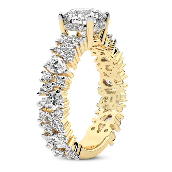 Skylar Side Stone Encrusted Lab Diamond Ring left view