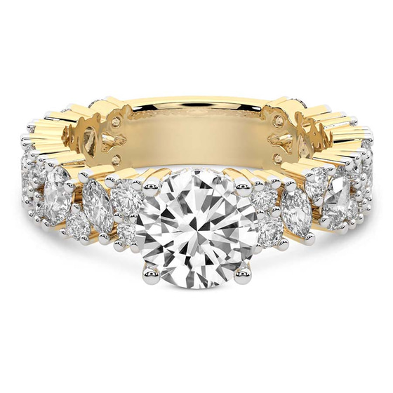 Skylar Side Stone Encrusted Lab Diamond Ring front view