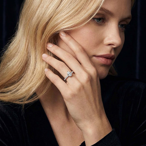 Adele Secret Double Halo Lab Diamond Ring left view