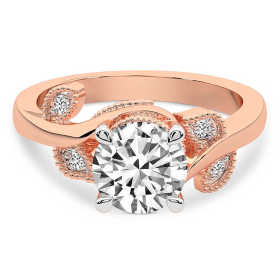 Rosé Side Stone Lab Diamond Ring front view