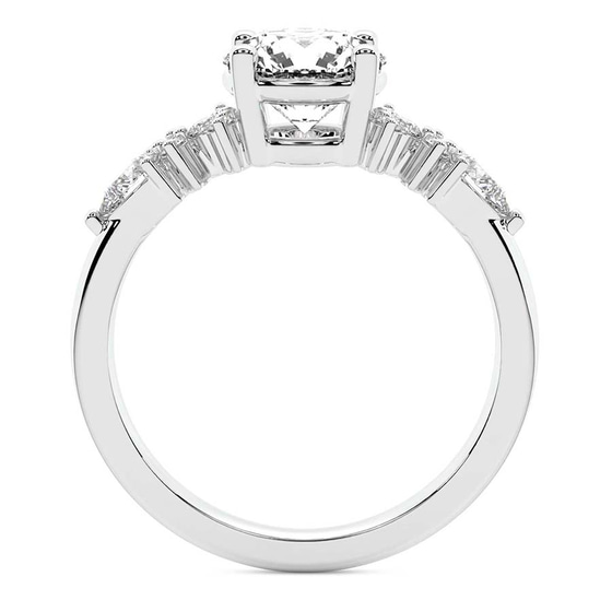 Josephine Four Prong Side Stone Lab Diamond Ring