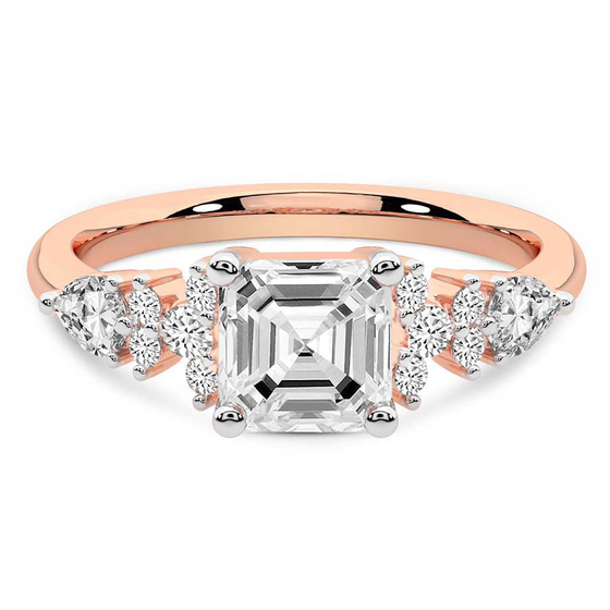 Josephine Four Prong Side Stone Lab Diamond Ring front view