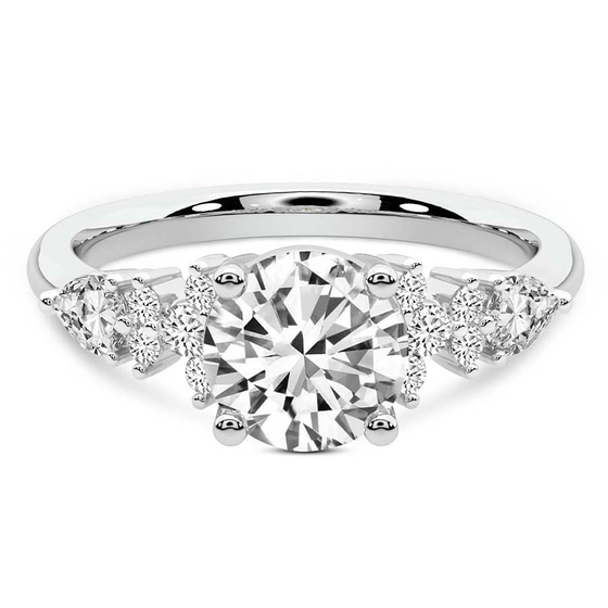 Josephine Four Prong Side Stone Lab Diamond Ring front view