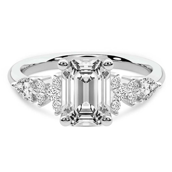 Josephine Four Prong Side Stone Lab Diamond Ring