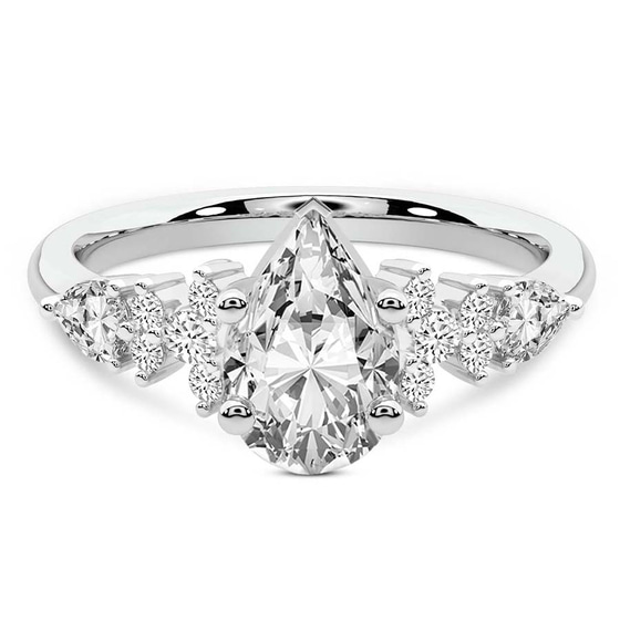 Josephine Four Prong Side Stone Lab Diamond Ring