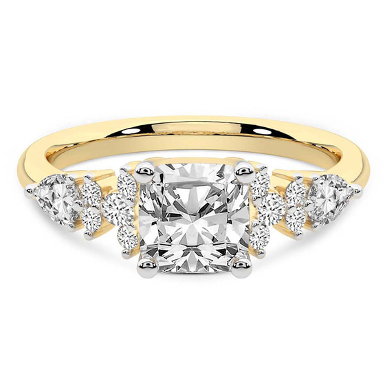 Josephine Four Prong Side Stone Lab Diamond Ring front view