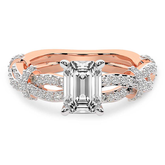 Charlotte Double Twist Side Stone Lab Diamond Ring front view