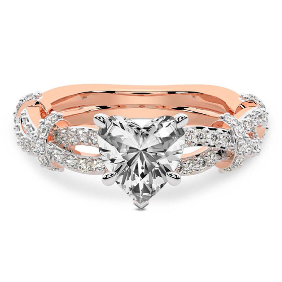 Charlotte Double Twist Side Stone Lab Diamond Ring front view