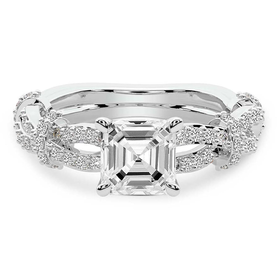 Charlotte Double Twist Side Stone Lab Diamond Ring front view