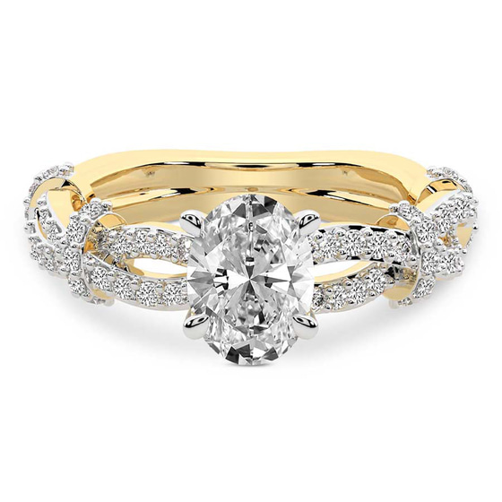 Charlotte Double Twist Side Stone Lab Diamond Ring front view