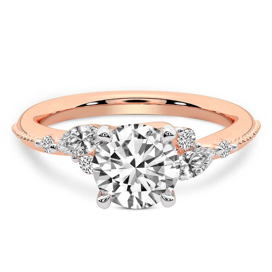 Emmeline Crisscross Side Stone Lab Diamond Ring front view