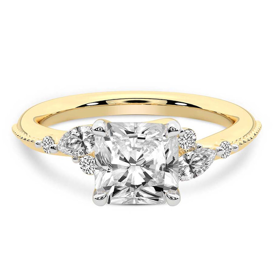 Emmeline Crisscross Side Stone Lab Diamond Ring front view