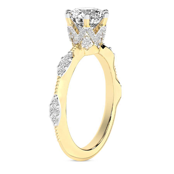 Theodora Six Prong Side Stone Lab Diamond Ring top view