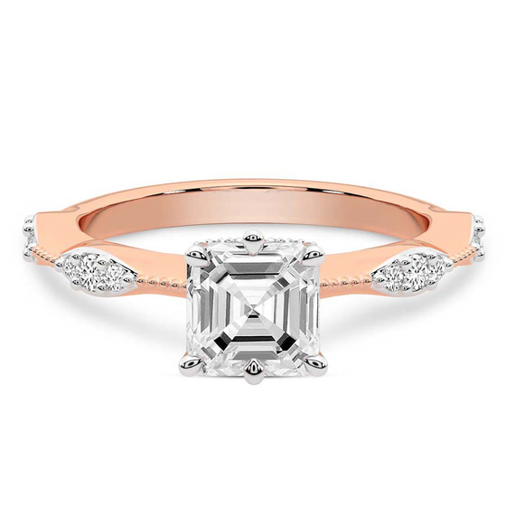 Theodora Six Prong Side Stone Lab Diamond Ring front view