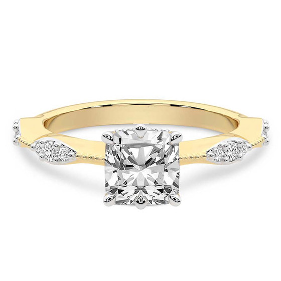 Theodora Six Prong Side Stone Lab Diamond Ring front view