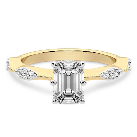 Theodora Six Prong Side Stone Lab Diamond Ring front view