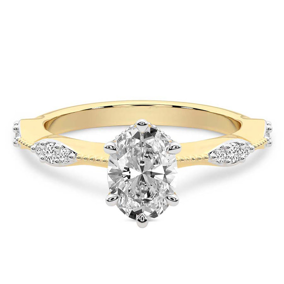 Theodora Six Prong Side Stone Lab Diamond Ring front view