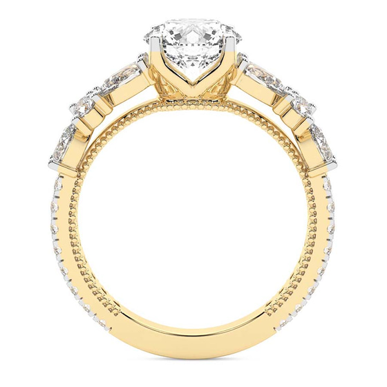 Chrizan Round & Pear Side Stone Lab Diamond Ring