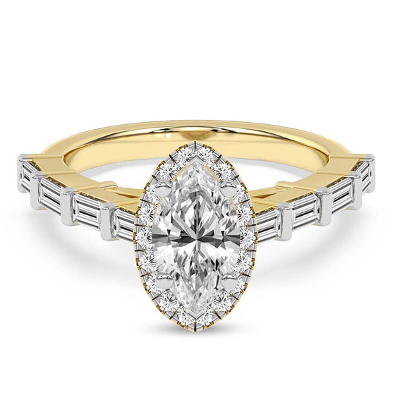 Rachel Halo Side Stone Lab Diamond Ring front view