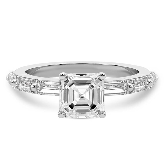 Kimberly Baguette Side Stone Lab Diamond Ring front view