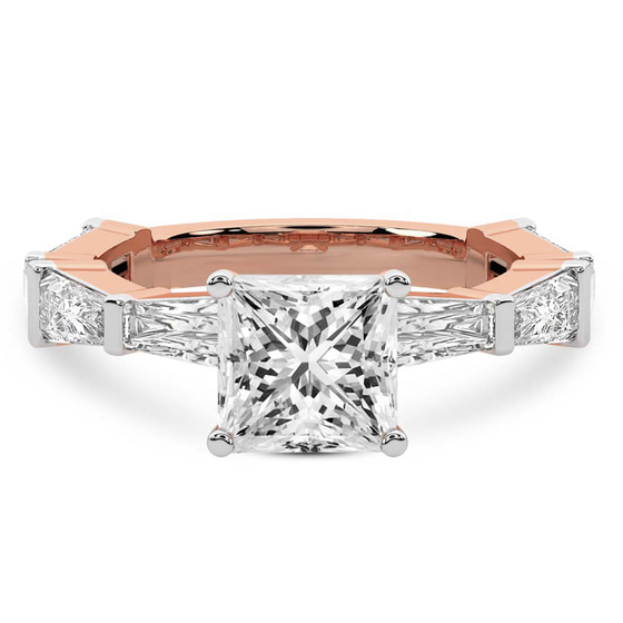 Gizele Tapered Side Stone Lab Diamond Ring front view