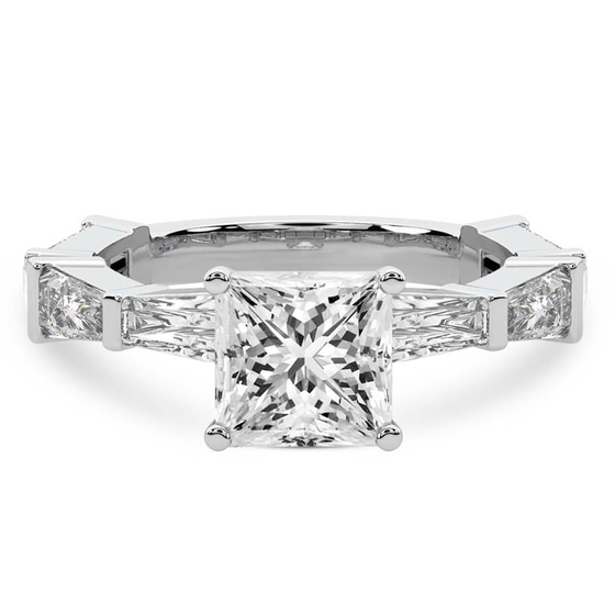 Gizele Tapered Side Stone Lab Diamond Ring