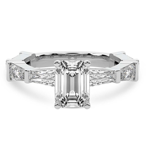 Gizele Tapered Side Stone Lab Diamond Ring front view