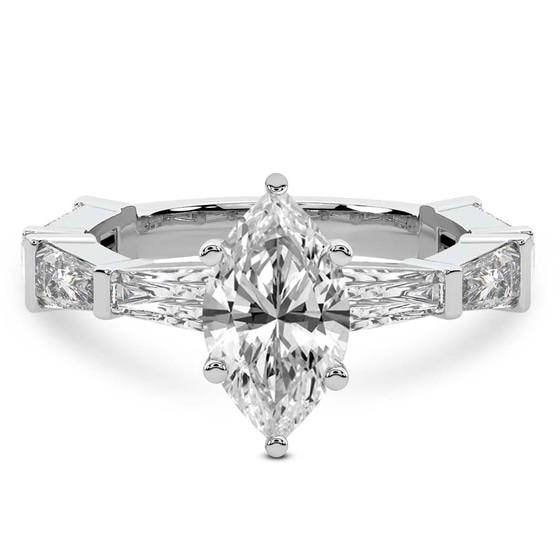 Gizele Tapered Side Stone Lab Diamond Ring