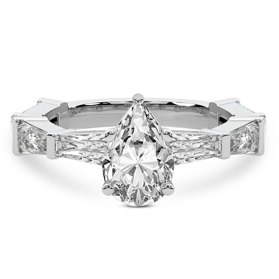 Gizele Tapered Side Stone Lab Diamond Ring front view