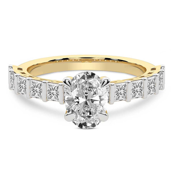 Keziah Side Stone Princess Lab Diamond Ring front view