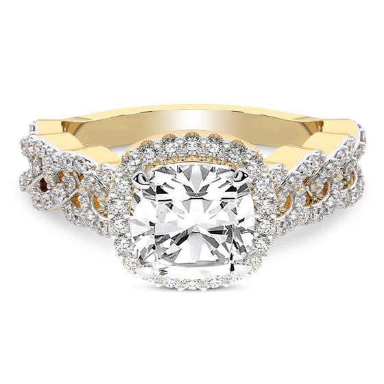 Imperiella Halo Celtic Knot Lab Diamond Ring front view