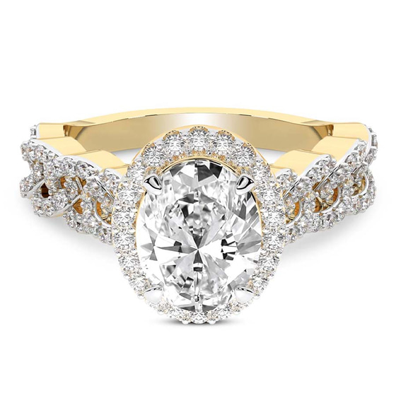 Imperiella Halo Celtic Knot Lab Diamond Ring front view