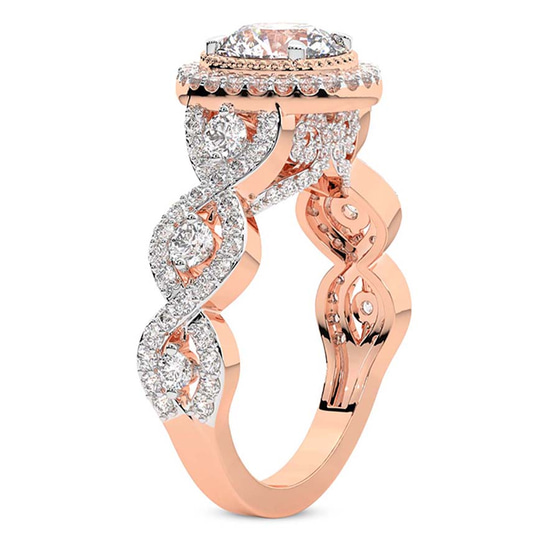 Prestigia Criss Cross Halo Lab Diamond Ring left view