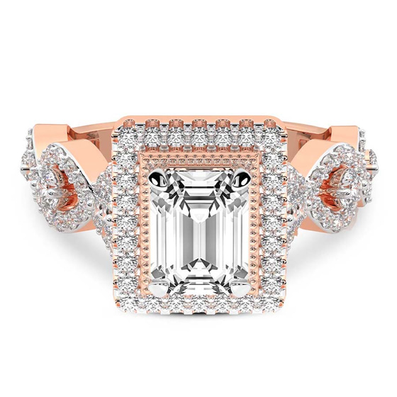Prestigia Criss Cross Halo Lab Diamond Ring front view