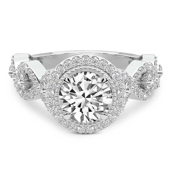 Prestigia Criss Cross Halo Lab Diamond Ring front view