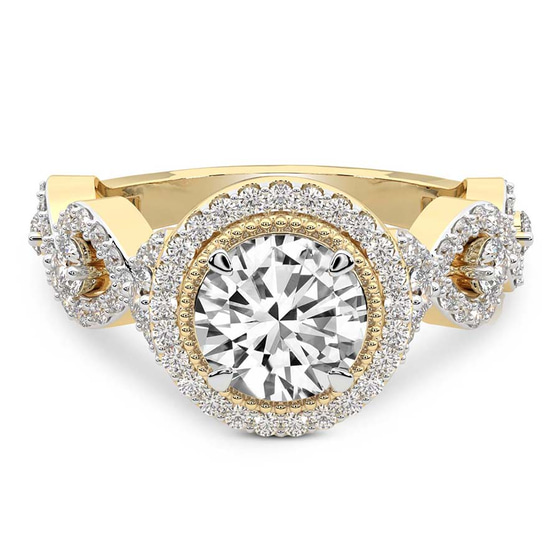Prestigia Criss Cross Halo Lab Diamond Ring front view