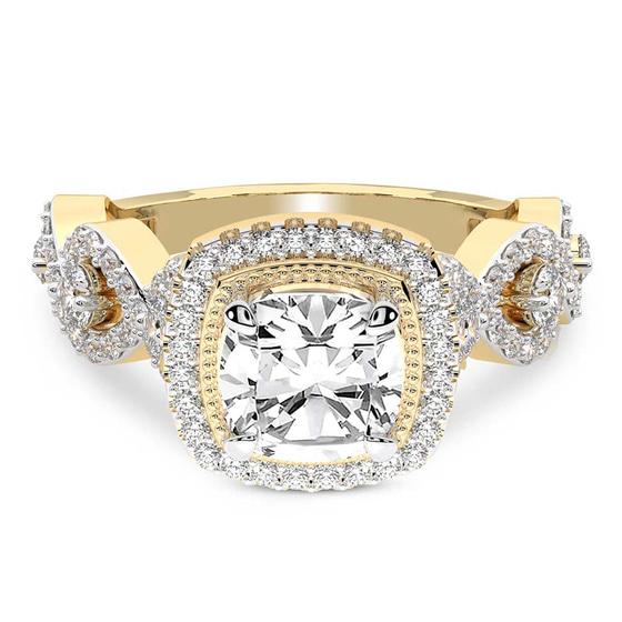 Prestigia Criss Cross Halo Lab Diamond Ring front view