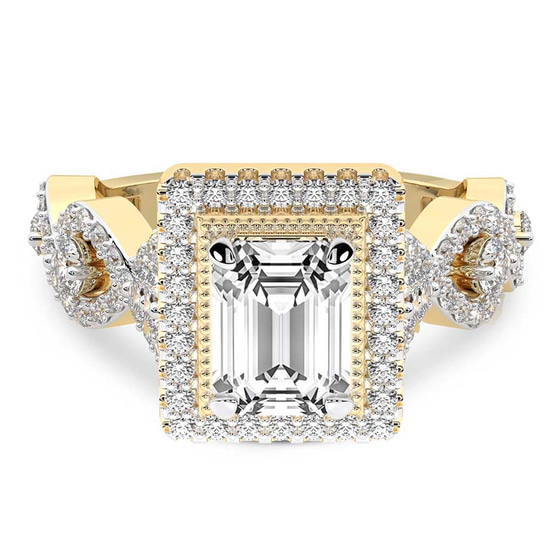 Prestigia Criss Cross Halo Lab Diamond Ring front view