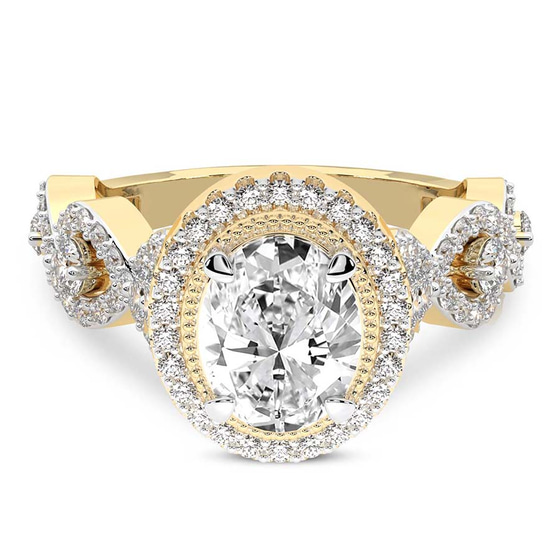 Prestigia Criss Cross Halo Lab Diamond Ring front view