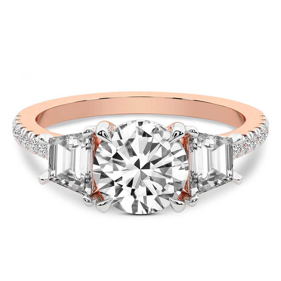 Lavinia Three Stone Trapezoid Lab Diamond Ring front view