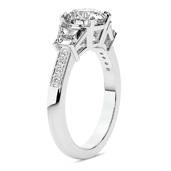 Daria Trapezoid Three Stone Lab Diamond Ring left view
