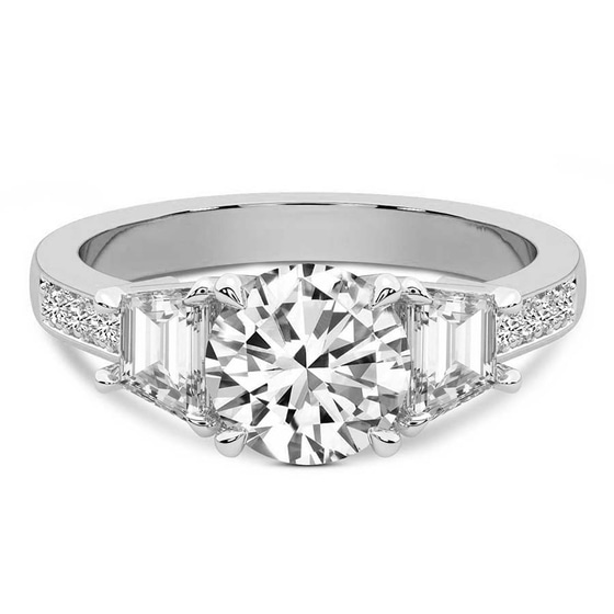 Daria Trapezoid Three Stone Lab Diamond Ring front view