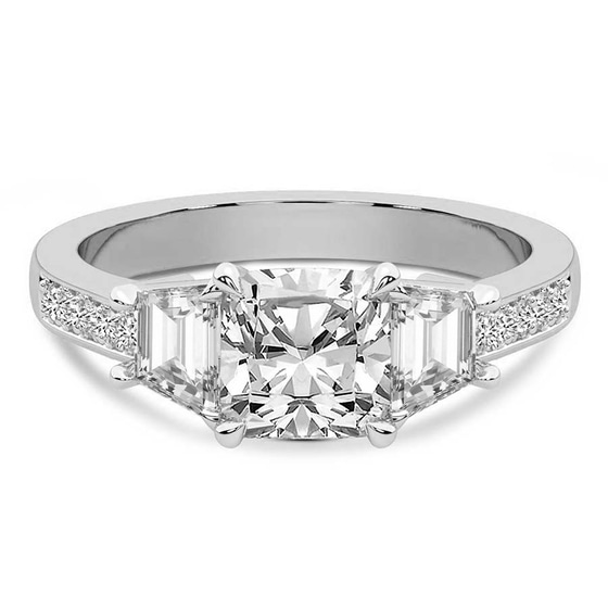 Daria Trapezoid Three Stone Lab Diamond Ring