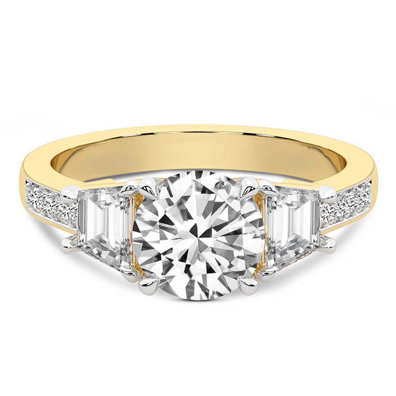 Daria Trapezoid Three Stone Lab Diamond Ring front view