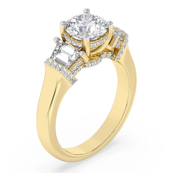 Astrid Three Stone Trapezoid Lab Diamond Ring left view