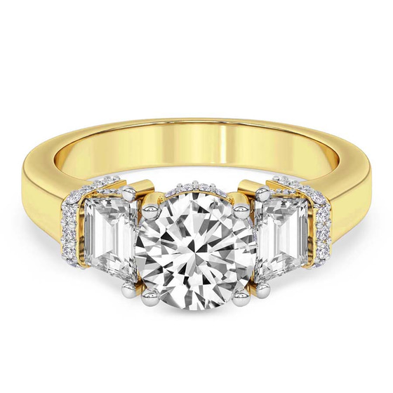 Astrid Three Stone Trapezoid Lab Diamond Ring front view