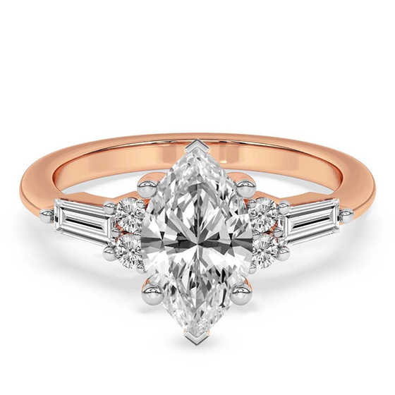 Helia Tapered Baguette Lab Diamond Ring front view