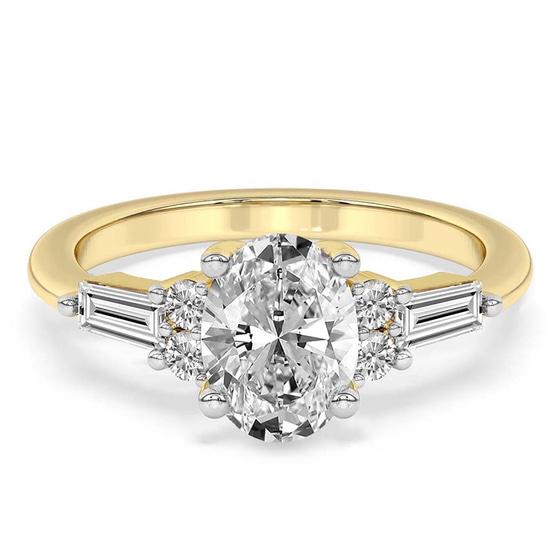 Helia Tapered Baguette Lab Diamond Ring front view