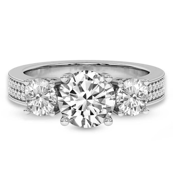 Desdemona Round Three Stone Lab Diamond Ring front view