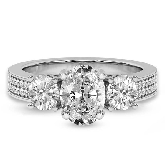 Desdemona Round Three Stone Lab Diamond Ring front view